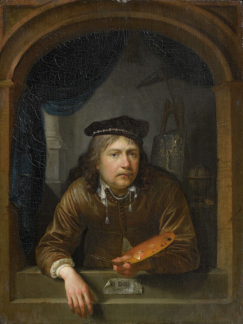 Gerrit (Gerard) Dou (1613–1675), Selbstbildnis im Fenster
